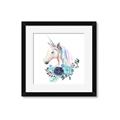 Picture of Blue Floral Unicorn _GroupedProduct_Square_Mini_ _GroupedProduct_Square_Framed_Matted_