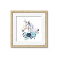 Picture of Blue Floral Unicorn _GroupedProduct_Square_Mini_ _GroupedProduct_Square_Framed_Matted_