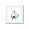 Picture of Blue Floral Unicorn _GroupedProduct_Square_Mini_ _GroupedProduct_Square_Framed_Matted_