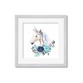 Picture of Blue Floral Unicorn _GroupedProduct_Square_Mini_ _GroupedProduct_Square_Framed_Matted_