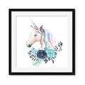 Picture of Blue Floral Unicorn _GroupedProduct_Square_Mini_ _GroupedProduct_Square_Framed_Matted_