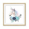 Picture of Blue Floral Unicorn _GroupedProduct_Square_Mini_ _GroupedProduct_Square_Framed_Matted_