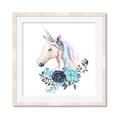 Picture of Blue Floral Unicorn _GroupedProduct_Square_Mini_ _GroupedProduct_Square_Framed_Matted_