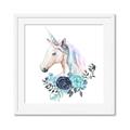Picture of Blue Floral Unicorn _GroupedProduct_Square_Mini_ _GroupedProduct_Square_Framed_Matted_