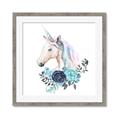 Picture of Blue Floral Unicorn _GroupedProduct_Square_Mini_ _GroupedProduct_Square_Framed_Matted_