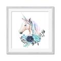 Picture of Blue Floral Unicorn _GroupedProduct_Square_Mini_ _GroupedProduct_Square_Framed_Matted_