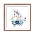 Picture of Blue Floral Unicorn _GroupedProduct_Square_Mini_ _GroupedProduct_Square_Framed_Matted_