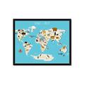 Picture of Animals Map of the World _GroupedProduct_Rectangle_Landscape_Framed_Matted_