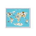 Picture of Animals Map of the World _GroupedProduct_Rectangle_Landscape_Framed_Matted_