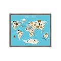 Picture of Animals Map of the World _GroupedProduct_Rectangle_Landscape_Framed_Matted_