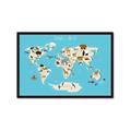Picture of Animals Map of the World _GroupedProduct_Rectangle_Landscape_Framed_Matted_