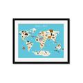 Picture of Animals Map of the World _GroupedProduct_Rectangle_Landscape_Framed_Matted_