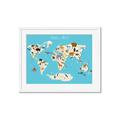Picture of Animals Map of the World _GroupedProduct_Rectangle_Landscape_Framed_Matted_
