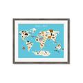 Picture of Animals Map of the World _GroupedProduct_Rectangle_Landscape_Framed_Matted_