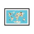 Picture of Animals Map of the World _GroupedProduct_Rectangle_Landscape_Framed_Matted_