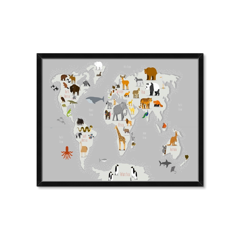 nextART. Animals Map Grey