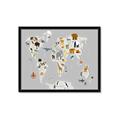 Picture of Animals Map Grey _GroupedProduct_Rectangle_Landscape_Framed_Matted_