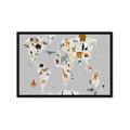 Picture of Animals Map Grey _GroupedProduct_Rectangle_Landscape_Framed_Matted_