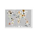 Picture of Animals Map Grey _GroupedProduct_Rectangle_Landscape_Framed_Matted_