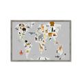 Picture of Animals Map Grey _GroupedProduct_Rectangle_Landscape_Framed_Matted_
