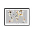 Picture of Animals Map Grey _GroupedProduct_Rectangle_Landscape_Framed_Matted_