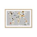Picture of Animals Map Grey _GroupedProduct_Rectangle_Landscape_Framed_Matted_