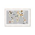 Picture of Animals Map Grey _GroupedProduct_Rectangle_Landscape_Framed_Matted_