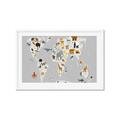 Picture of Animals Map Grey _GroupedProduct_Rectangle_Landscape_Framed_Matted_