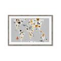 Picture of Animals Map Grey _GroupedProduct_Rectangle_Landscape_Framed_Matted_