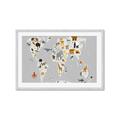 Picture of Animals Map Grey _GroupedProduct_Rectangle_Landscape_Framed_Matted_