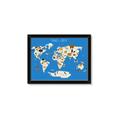 Picture of Animals Map Blue _GroupedProduct_Rectangle_Landscape_Framed_Matted_