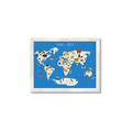 Picture of Animals Map Blue _GroupedProduct_Rectangle_Landscape_Framed_Matted_