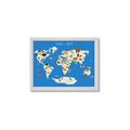 Picture of Animals Map Blue _GroupedProduct_Rectangle_Landscape_Framed_Matted_