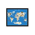 Picture of Animals Map Blue _GroupedProduct_Rectangle_Landscape_Framed_Matted_