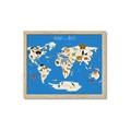 Picture of Animals Map Blue _GroupedProduct_Rectangle_Landscape_Framed_Matted_