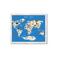 Picture of Animals Map Blue _GroupedProduct_Rectangle_Landscape_Framed_Matted_