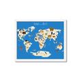Picture of Animals Map Blue _GroupedProduct_Rectangle_Landscape_Framed_Matted_
