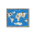 Picture of Animals Map Blue _GroupedProduct_Rectangle_Landscape_Framed_Matted_
