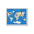 Picture of Animals Map Blue _GroupedProduct_Rectangle_Landscape_Framed_Matted_
