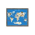 Picture of Animals Map Blue _GroupedProduct_Rectangle_Landscape_Framed_Matted_