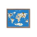 Picture of Animals Map Blue _GroupedProduct_Rectangle_Landscape_Framed_Matted_