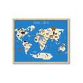 Picture of Animals Map Blue _GroupedProduct_Rectangle_Landscape_Framed_Matted_