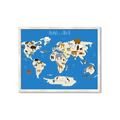 Picture of Animals Map Blue _GroupedProduct_Rectangle_Landscape_Framed_Matted_
