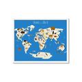 Picture of Animals Map Blue _GroupedProduct_Rectangle_Landscape_Framed_Matted_