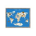 Picture of Animals Map Blue _GroupedProduct_Rectangle_Landscape_Framed_Matted_
