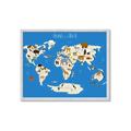 Picture of Animals Map Blue _GroupedProduct_Rectangle_Landscape_Framed_Matted_