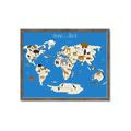 Picture of Animals Map Blue _GroupedProduct_Rectangle_Landscape_Framed_Matted_