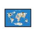 Picture of Animals Map Blue _GroupedProduct_Rectangle_Landscape_Framed_Matted_