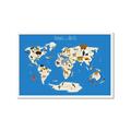 Picture of Animals Map Blue _GroupedProduct_Rectangle_Landscape_Framed_Matted_