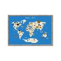 Picture of Animals Map Blue _GroupedProduct_Rectangle_Landscape_Framed_Matted_
